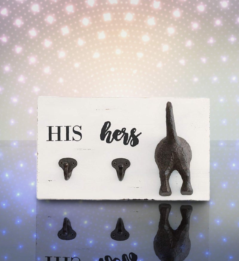 Mud Pie HIS, HERS & PUP WALL HOOK, White, Brown, 2.00" x 11.00" - Image 5